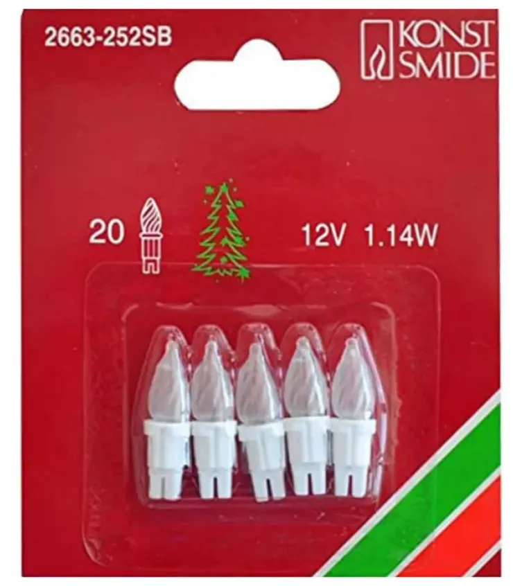 Konstsmide, guirlandes lumineuses de Noël Ampoules Guirlandes De Rechange|5 Ampoules Givrees Pour Guirlande 12 V, 1,14W, 20 Lampes