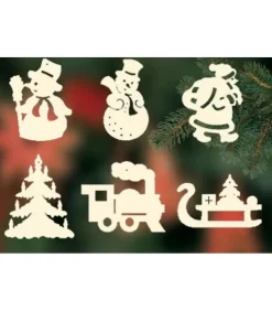 Ratags, décos de Noël lumineuses en bois Décorations En Bois Pour Sapin De Noël|6 Figurines De Noël En Bois Pour Sapin - Set N° 2
