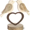Waldfabrik, photophore en bois et étoile sapin de Noël Oiseau Décoratif|2 Oiseaux En Bois Sur Un Coeur, 9 Cm