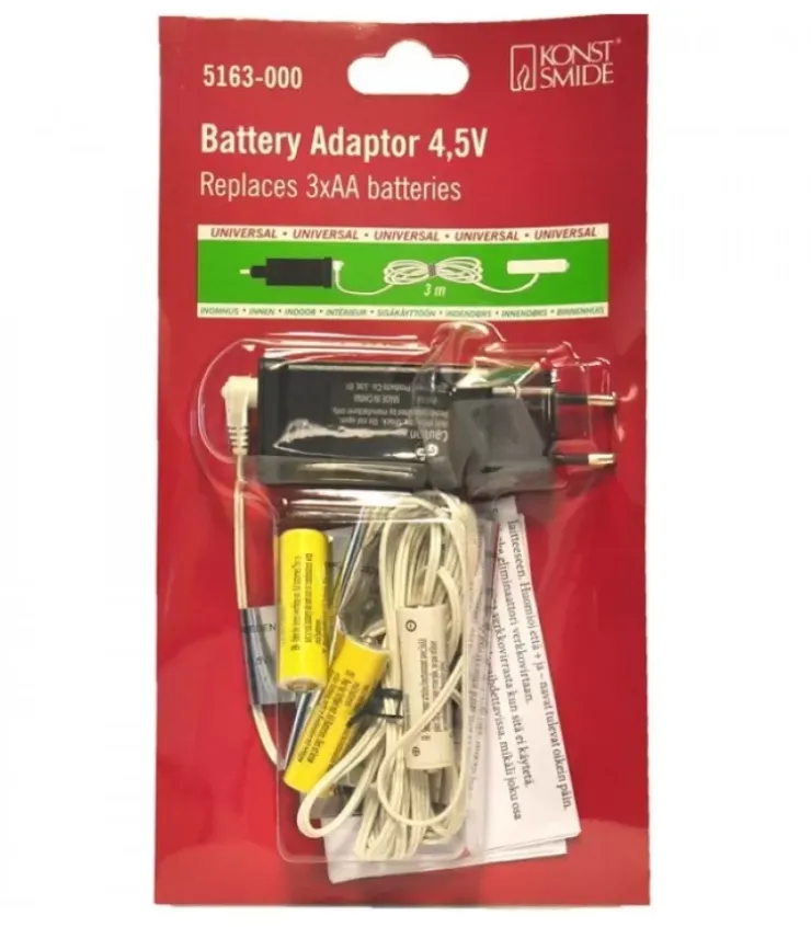 Konstsmide, guirlandes lumineuses de Noël Adaptateur Secteur Pour Articles Sur Piles|Adaptateur Secteur Pour Articles Sur Piles 3 X 1,5 V Aa