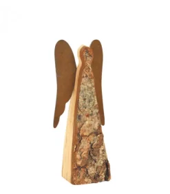 Waldfabrik, photophore en bois et étoile sapin de Noël Anges De Noël En Bois|Ange De Noël En Bois Avec Ailes Metal, 12 Cm