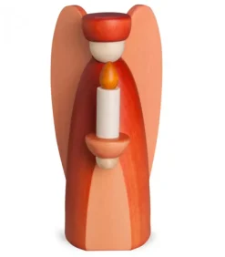 Köhler, Père Noël en bois Personnages De Crèche De Noël|Ange De Noël En Bois Rouge Avec Bougie
