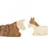Waldfabrik, photophore en bois et étoile sapin de Noël Crèche De Noël Artisanale|Animaux En Bois Pour Crèche De Noël, L'Ane Et Boeuf, 6 Cm