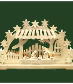 Ratags, décos de Noël lumineuses en bois Crèche De Noël Lumineuse|Arche Lumineuse Led, Personnages Crèche De Noël En Bois Naturel Cisele