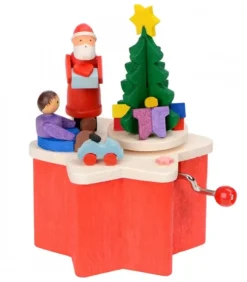 Graupner, décoration de sapin de Noël, Déco Noël enfant Boite A Musique Noël|Boite A Musique A Manivelle Rouge, Père Noël Et Enfant