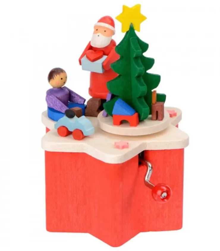 Graupner, décoration de sapin de Noël, Déco Noël enfant Boite A Musique Noël|Boite A Musique A Manivelle Rouge, Père Noël Et Enfant