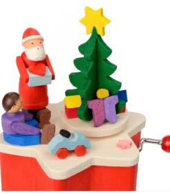 Graupner, décoration de sapin de Noël, Déco Noël enfant Boite A Musique Noël|Boite A Musique A Manivelle Rouge, Père Noël Et Enfant