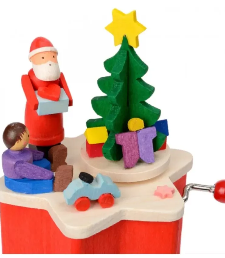 Graupner, décoration de sapin de Noël, Déco Noël enfant Boite A Musique Noël|Boite A Musique A Manivelle Rouge, Père Noël Et Enfant