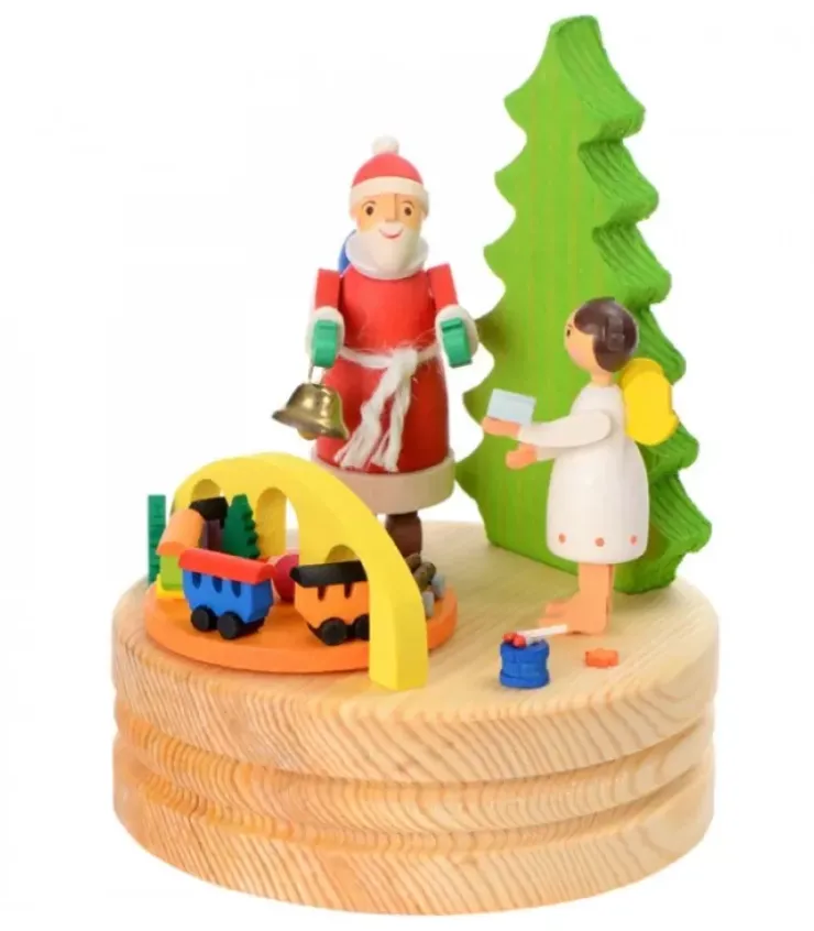 Graupner, décoration de sapin de Noël, Déco Noël enfant Boite A Musique Noël|Boite A Musique En Bois, Père Noël Et Ange Blanc