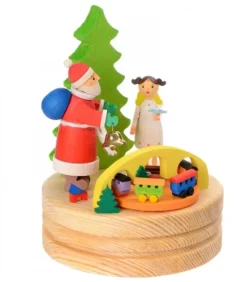 Graupner, décoration de sapin de Noël, Déco Noël enfant Boite A Musique Noël|Boite A Musique En Bois, Père Noël Et Ange Blanc