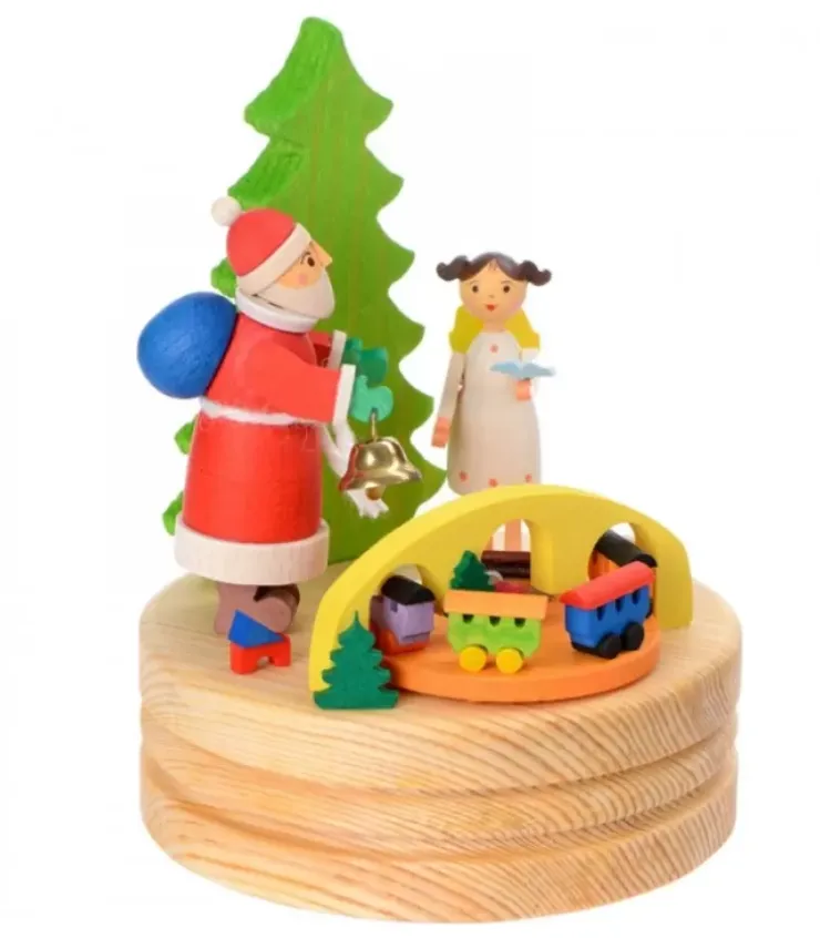 Graupner, décoration de sapin de Noël, Déco Noël enfant Boite A Musique Noël|Boite A Musique En Bois, Père Noël Et Ange Blanc