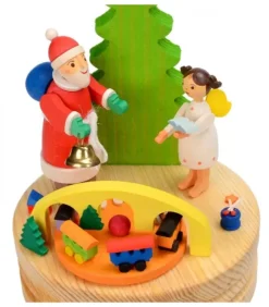 Graupner, décoration de sapin de Noël, Déco Noël enfant Boite A Musique Noël|Boite A Musique En Bois, Père Noël Et Ange Blanc