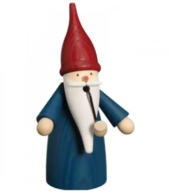 Seiffener Volkskunst Bonhommes Fumeurs D'Encens Allemand|Bonhomme Fumeur Père Noël Manteau Bleu