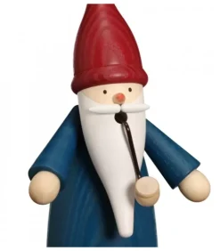 Seiffener Volkskunst Bonhommes Fumeurs D'Encens Allemand|Bonhomme Fumeur Père Noël Manteau Bleu