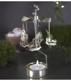 Pluto Produkter, déco de Noël Scandinave Bougeoirs Carrousels Photophore De Noël|Bougeoir Carrousel Lutin Marchant Dans LÀ Neige