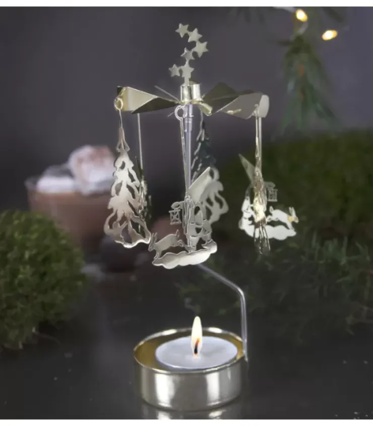 Pluto Produkter, déco de Noël Scandinave Bougeoirs Carrousels Photophore De Noël|Bougeoir Carrousel Lutin Marchant Dans LÀ Neige