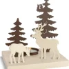 Waldfabrik, photophore en bois et étoile sapin de Noël Animaux En Bois|Bougeoir De Table Décoratif, Cerf Et Biche