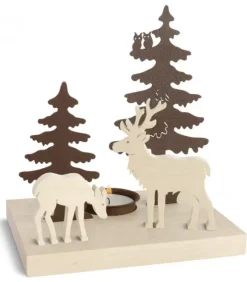 Waldfabrik, photophore en bois et étoile sapin de Noël Animaux En Bois|Bougeoir De Table Décoratif, Cerf Et Biche