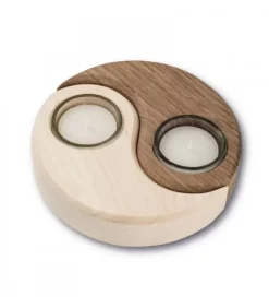 Waldfabrik, photophore en bois et étoile sapin de Noël Bougeoirs En Bois|Bougeoir En Bois A 2 Bougies Yin-Yang