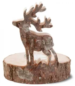 Waldfabrik, photophore en bois et étoile sapin de Noël Bougeoirs En Bois|Bougeoir En Bois Brame Du Cerf, 13 Cm
