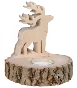 Waldfabrik, photophore en bois et étoile sapin de Noël Bougeoirs En Bois|Bougeoir En Bois Brame Du Cerf, 13 Cm