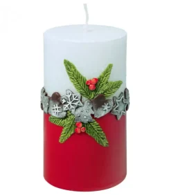Ewa Kerzen, bougies de Noël et bougies de l'Avent Bougies Décoratives|Bougie Décorative De Noël, Blanc Rouge, 12 Cm