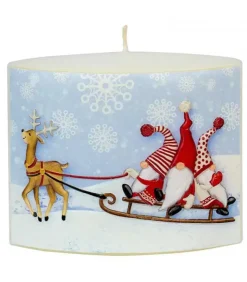 Ewa Kerzen, bougies de Noël et bougies de l'Avent Bougies Décoratives|Bougie De Noël Longue Avec Des Pères Noël Sur Un Traineau