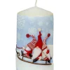 Ewa Kerzen, bougies de Noël et bougies de l'Avent Bougies Décoratives|Bougie De Noël Ronde Avec Des Pères Noël Sur Un Traineau