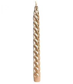 Ewa Kerzen, bougies de Noël et bougies de l'Avent Bougies Décoratives|Bougie Torsadee Doree Pour Chandelier, 25 Cm