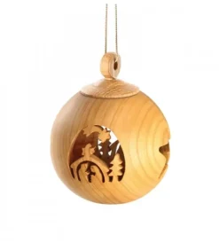 Waldfabrik, photophore en bois et étoile sapin de Noël Boules De Noël En Bois|Boule De Noël En Bois, Motif Crèche, 6 Cm
