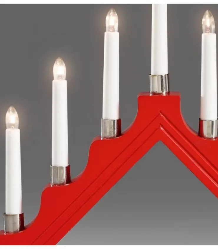 Konstsmide, guirlandes lumineuses de Noël Chandeliers De Noël À 7 Branches|Chandelier À 7 Branches En Bois, Rouge