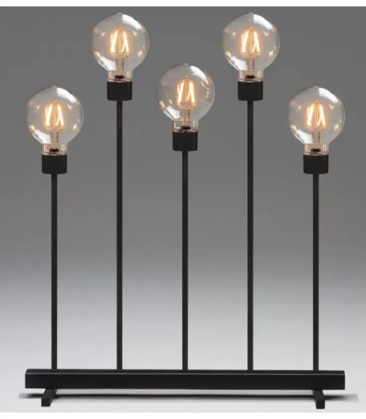 Konstsmide, guirlandes lumineuses de Noël Chandeliers De Noël À 7 Branches|Chandelier Led 5 Ampoules Rondes Ambrees En Metal Noir, 54 Cm