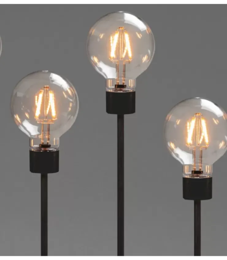 Konstsmide, guirlandes lumineuses de Noël Chandeliers De Noël À 7 Branches|Chandelier Led 5 Ampoules Rondes Ambrees En Metal Noir, 54 Cm