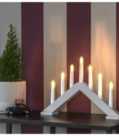 Konstsmide, guirlandes lumineuses de Noël Chandeliers De Noël À 7 Branches|Chandelier Scandinave En Bois, Laque Beige Mat