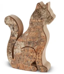 Waldfabrik, photophore en bois et étoile sapin de Noël Animaux En Bois|Chat En Bois Assis, 8,5 Cm