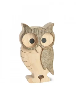 Waldfabrik, photophore en bois et étoile sapin de Noël Chouettes Et Hiboux En Bois|Chouette Hulotte En Bois, 8 Cm