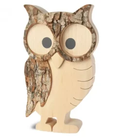 Waldfabrik, photophore en bois et étoile sapin de Noël Chouettes Et Hiboux En Bois|Chouette Hulotte En Bois, 14 Cm
