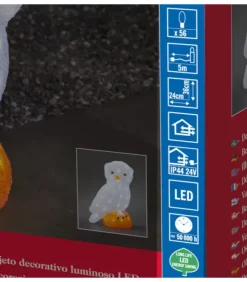 Konstsmide, guirlandes lumineuses de Noël Oiseaux Lumineux Et Animaux Lumineux|Chouette Lumineuse Led Acrylique, 36 Cm