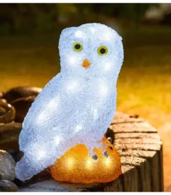 Konstsmide, guirlandes lumineuses de Noël Oiseaux Lumineux Et Animaux Lumineux|Chouette Lumineuse Led En Acrylique, 27 Cm
