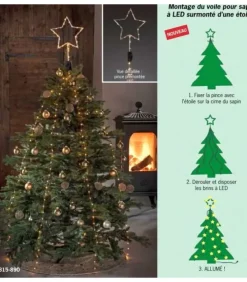 Konstsmide, guirlandes lumineuses de Noël Guirlandes Lumineuses Sapin|Cime Sapin De Noël, Voile Guirlande Avec Etoile Doree, 274 Diodes Led