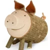 Waldfabrik, photophore en bois et étoile sapin de Noël Animaux En Bois|Cochon En Bois Assis, 5,5 Cm