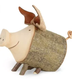 Waldfabrik, photophore en bois et étoile sapin de Noël Animaux En Bois|Cochon En Bois Assis, 7 Cm