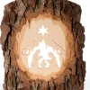 Waldfabrik, photophore en bois et étoile sapin de Noël Crèche De Noël Artisanale|Crèche A Poser En Ecorce De Bois, 18 Cm