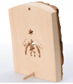 Waldfabrik, photophore en bois et étoile sapin de Noël Crèche De Noël Artisanale|Crèche A Poser En Ecorce De Bois, 11 Cm