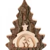 Waldfabrik, photophore en bois et étoile sapin de Noël Crèche De Noël Artisanale|Crèche De Noël 16 Cm, Taillee Dans Une Ecorce De Bois En Forme De Sapin
