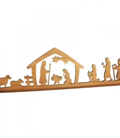 Waldfabrik, photophore en bois et étoile sapin de Noël Crèche De Noël En Bois|Crèche De Noël Diorama En Bois D'Olivier, 8 Cm