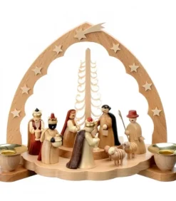 Richard Glasser, Pyramides de Noël allemandes Crèche De Noël En Bois|Crèche De Noël En Bois Avec Bougeoir 18 Cm