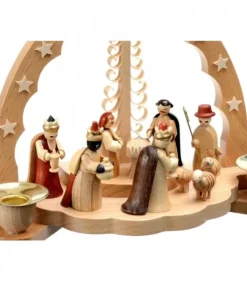 Richard Glasser, Pyramides de Noël allemandes Crèche De Noël En Bois|Crèche De Noël En Bois Avec Bougeoir 18 Cm