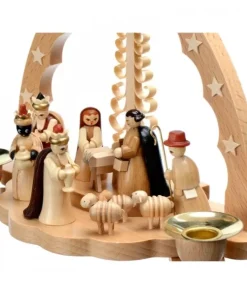 Richard Glasser, Pyramides de Noël allemandes Crèche De Noël En Bois|Crèche De Noël En Bois Avec Bougeoir 18 Cm