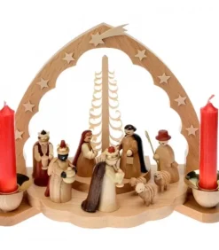 Richard Glasser, Pyramides de Noël allemandes Crèche De Noël En Bois|Crèche De Noël En Bois Avec Bougeoir 18 Cm